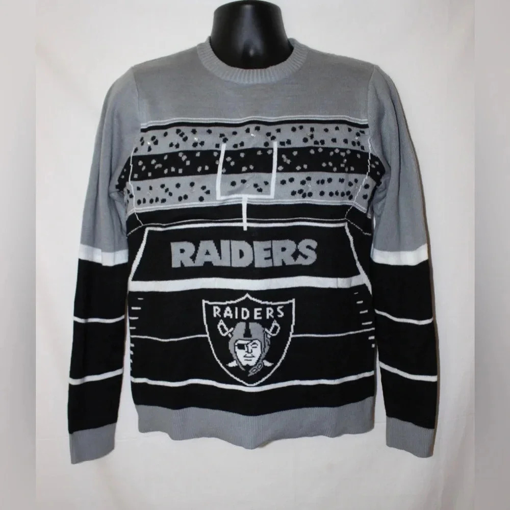Men’s Las Vegas Raiders Stadium Football Lightup Crewneck Sweater Size Small